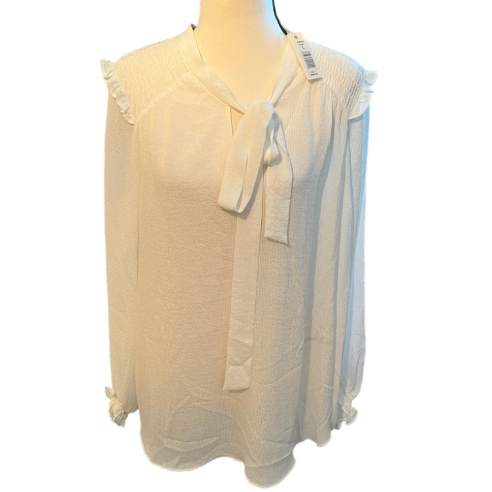 Tie up Blouse In Ivory White Size Large L